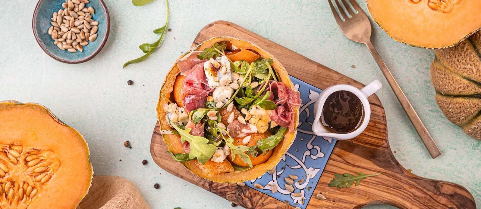 Rucolasalat mit Melone und Parma Schinken