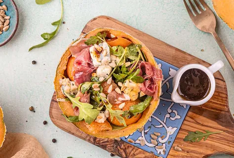 Rucolasalat mit Melone und Parma Schinken