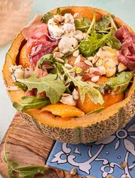 Rucolasalat mit Melone und Parma Schinken