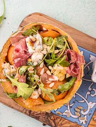 Rucolasalat mit Melone und Parma Schinken