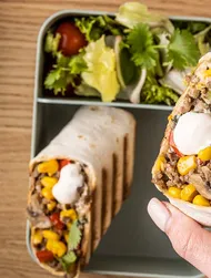 Burrito mit Rindfleisch, Champignons & Mais