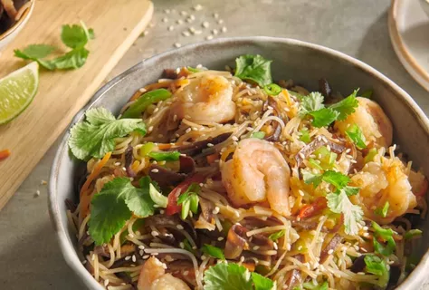 Teriyaki-Garnelen mit Mun-Pilzen