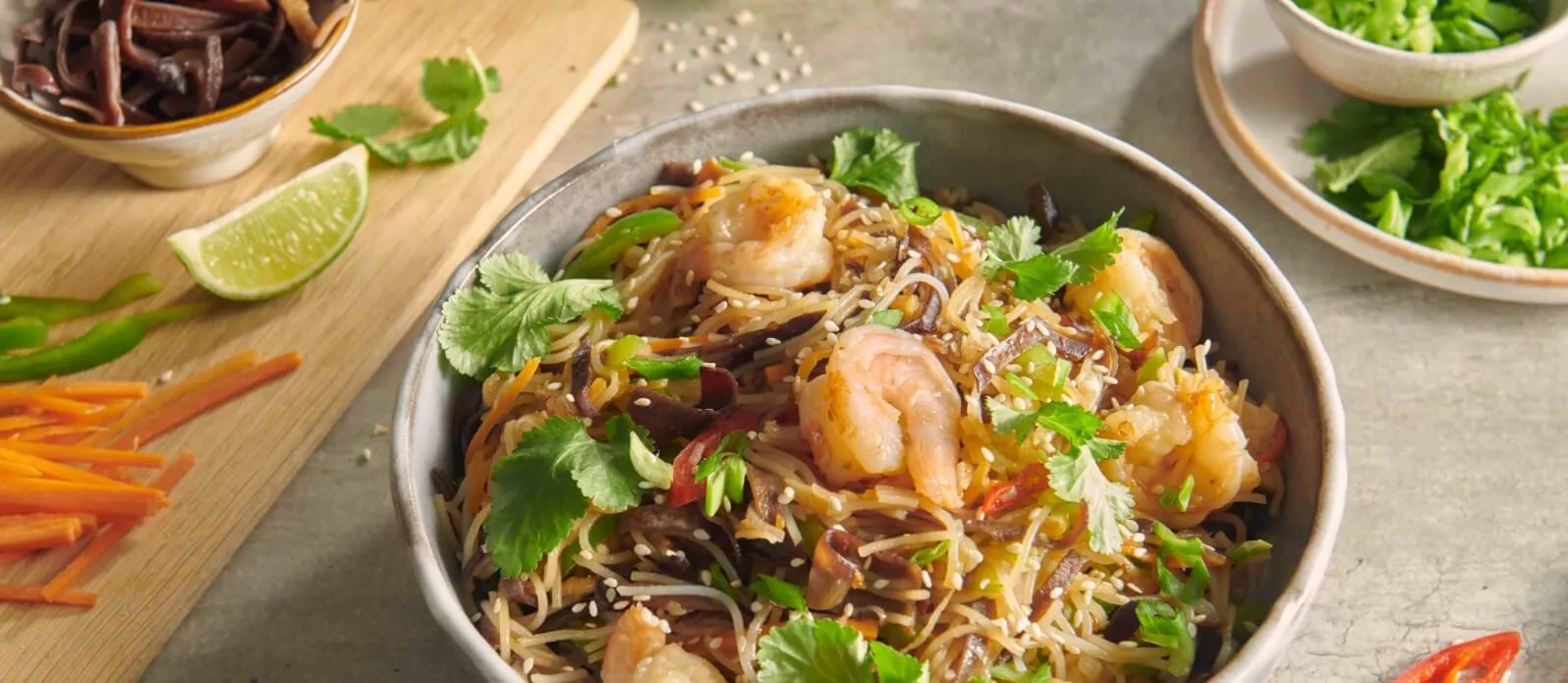 Teriyaki-Garnelen mit Mun-Pilzen