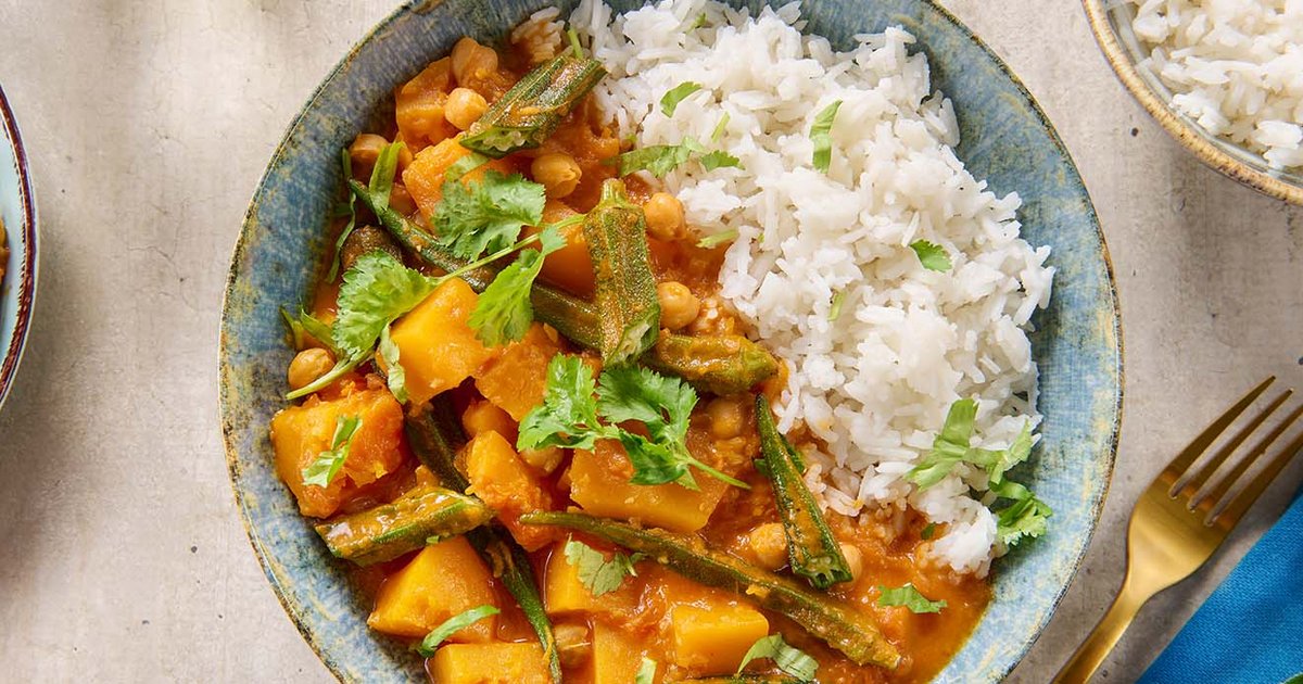 Okra Ragut Kürbis-Okra-Ragout mit Reis | Rezept | Kikkoman