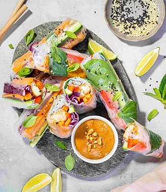 Sommerrollen mit glasiertem Tofu