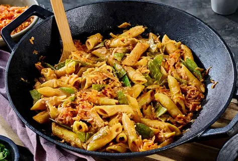 Cremige Gochujang-Kimchi-Pasta