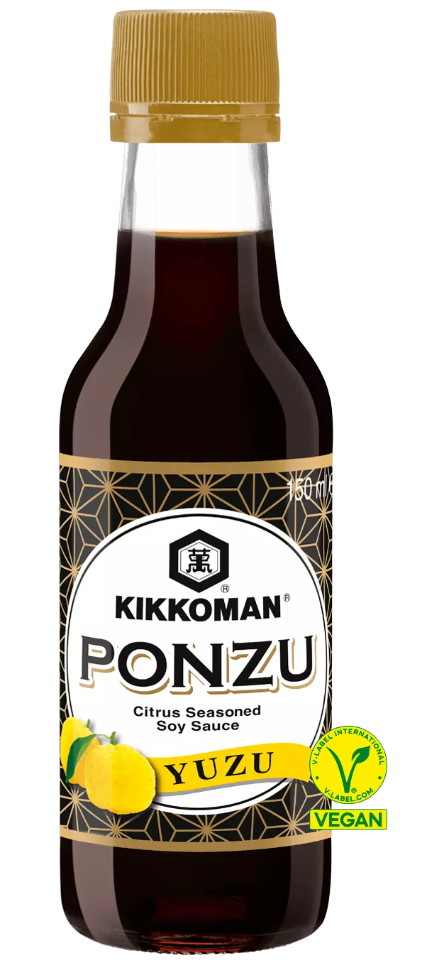Kikkoman Ponzu - Würzsauce mit Sojasauce und Essig, mit Yuzusaft Kikkoman Ponzu - Würzsauce mit Sojasauce und Essig, mit Yuzusaft
