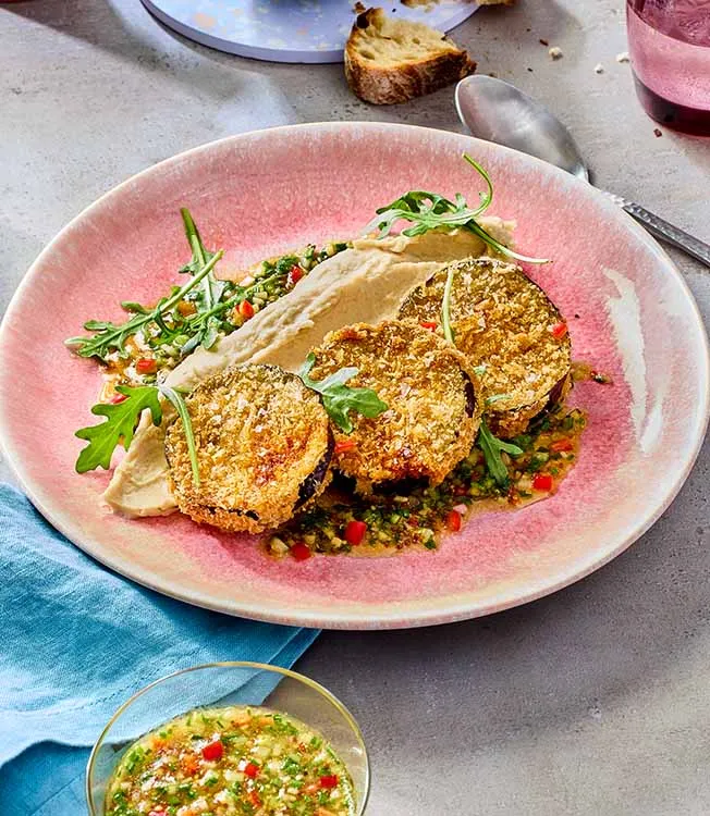 Auberginen-Piccata mit scharfem Ponzu-Dressing
