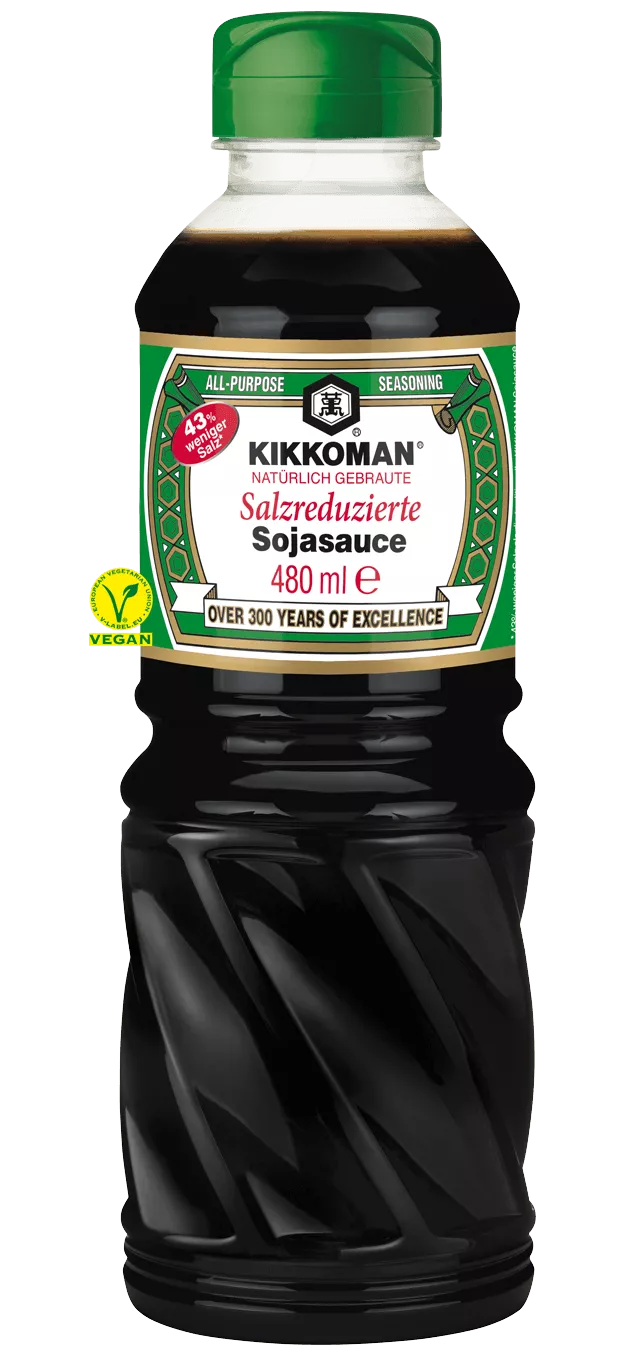 Kikkoman natürlich gebraute salzreduzierte Sojasauce 480 ml