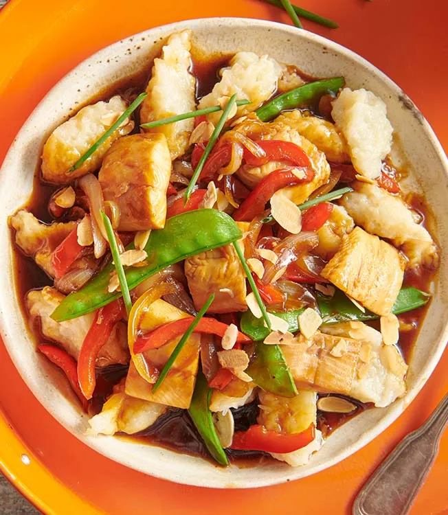 Halušky mit Forelle