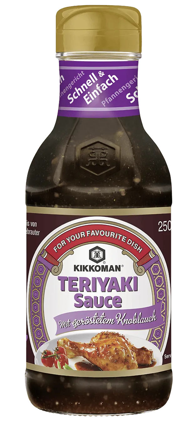 Kikkoman Teriyaki Sauce mit geröstetem Knoblauch 250 ml Flasche