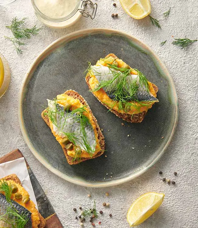 Smørrebrød mit Süßkartoffelmousse