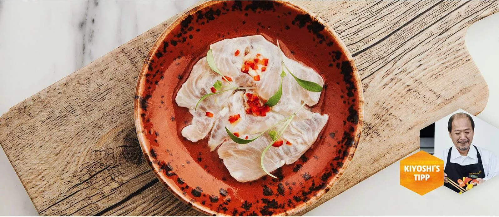 Weissfisch-Carpaccio mit Ponzu-Dressing