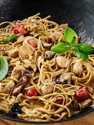 Teriyaki-Hähnchen-Pasta „Alfredo“