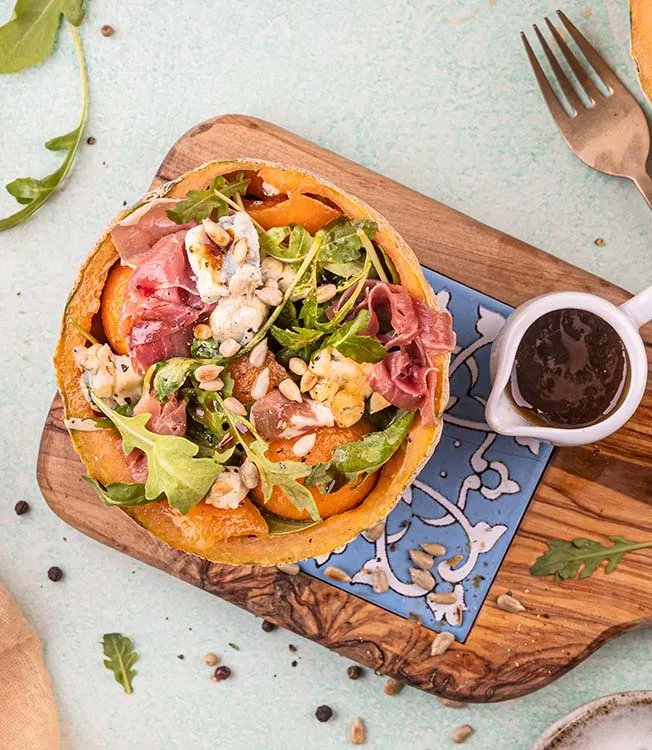 Rucolasalat mit Melone und Parma Schinken