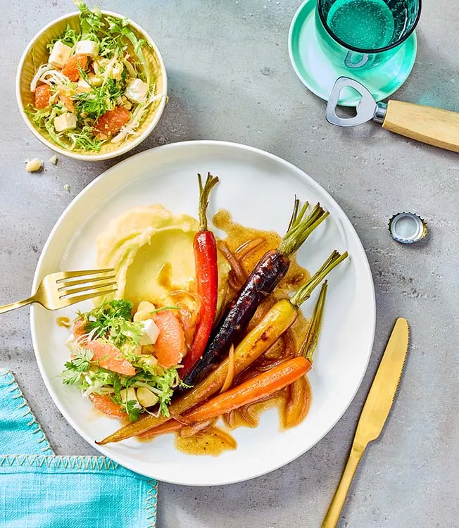 Geröstete Karotten mit Grapefruit-Feta-Salat