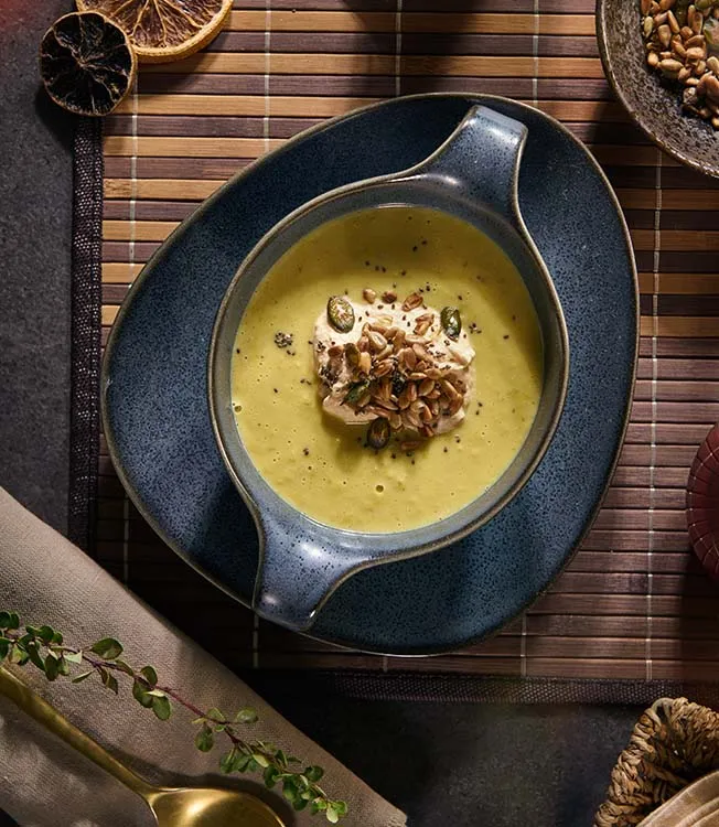 Maiscremesuppe mit Knusper-Kernen