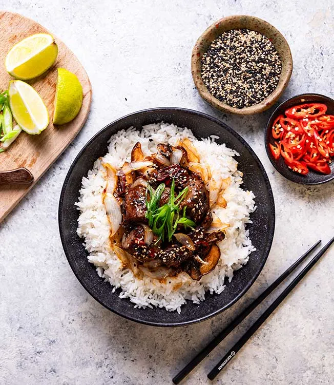 Teriyaki-Rindfleisch-Pfanne
