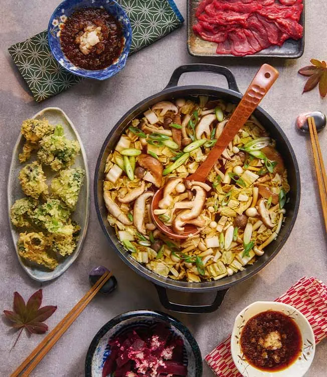 Shabu-Shabu Rindfleisch-Gemüse-Topf